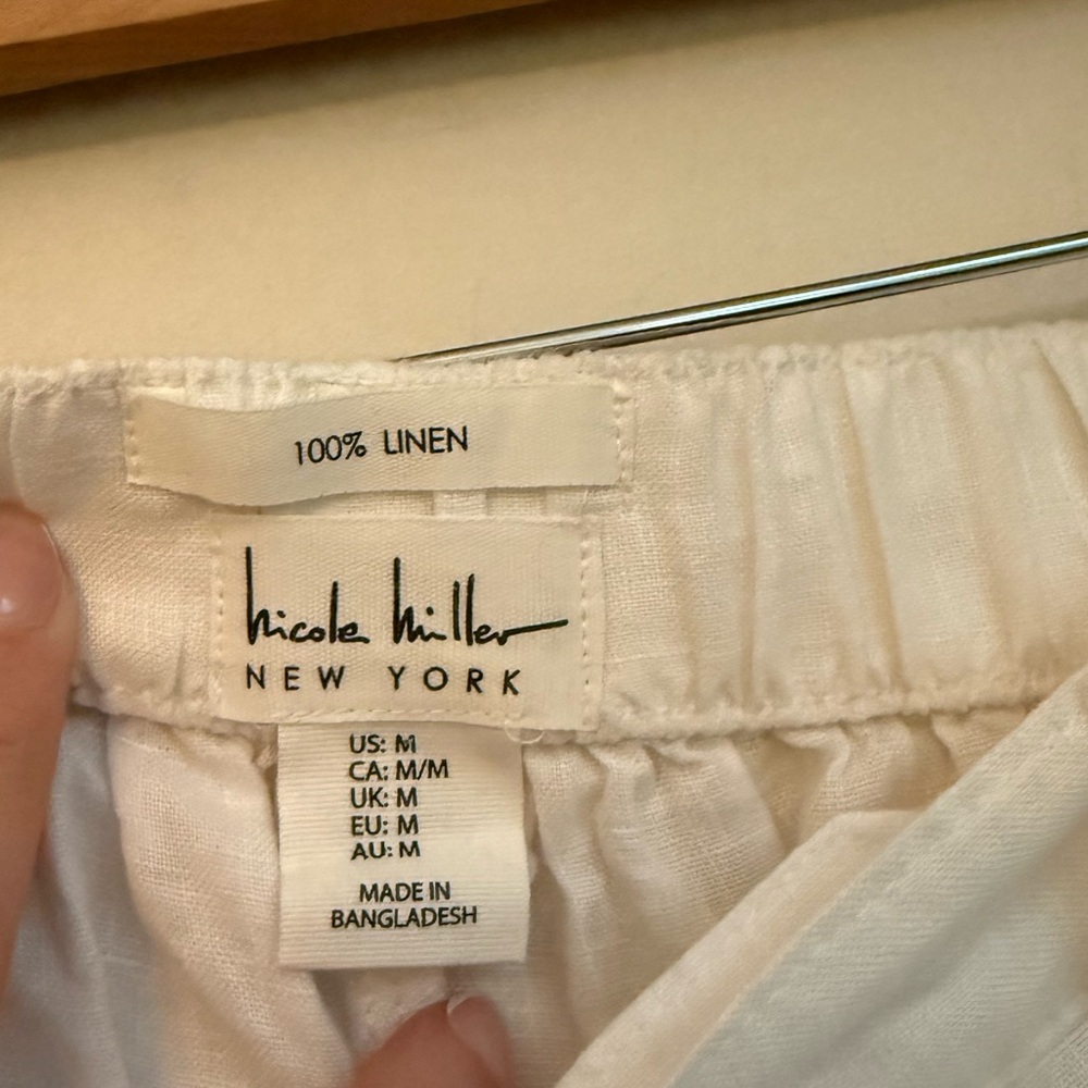 Nicole Miller While Straight Leg 100% Linen Pants - Picture 3 of 3